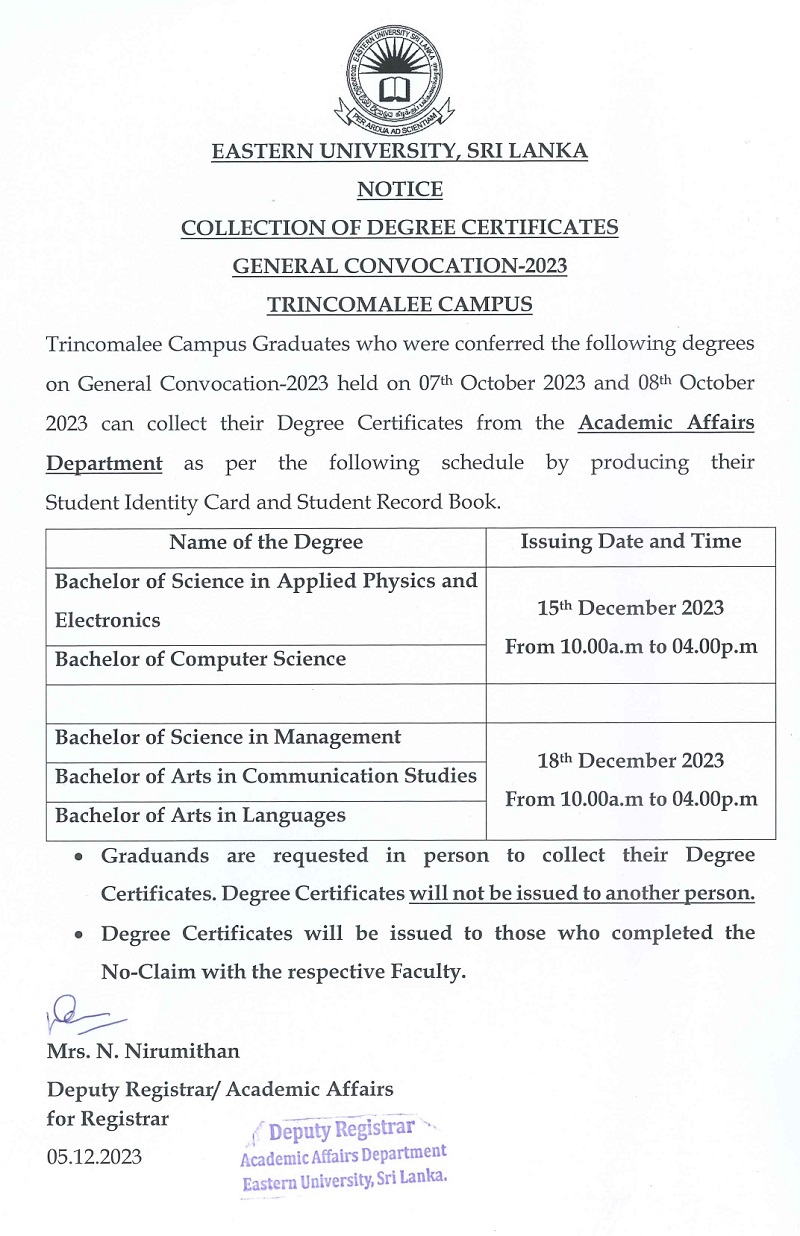  Collection of Degree Certificates-Trincomalee Campus.jpg